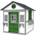 Wooden Playhouse for Kids Outdoor with Door, Windows, Planter Pots and Boxes for Toddlers 3-8 Years, White