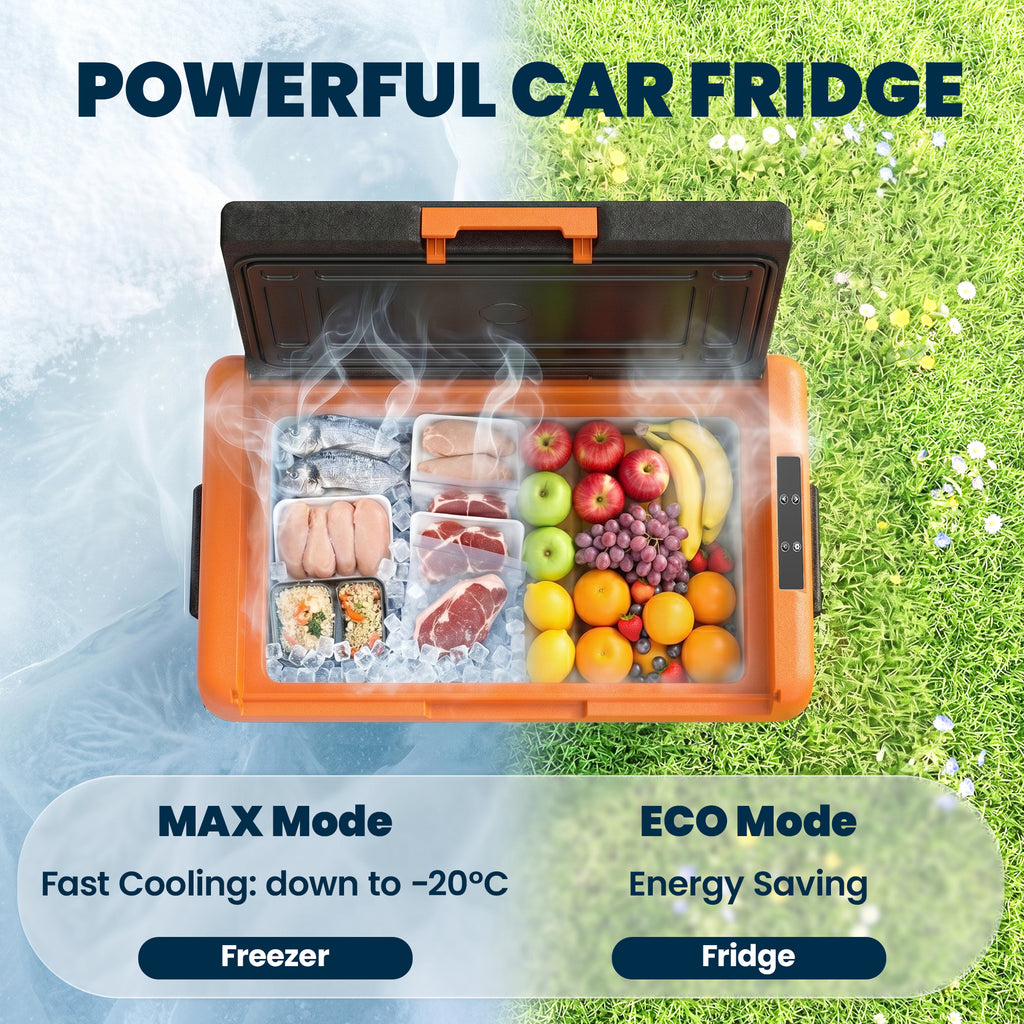 32 Quart Car Fridge, Portable Freezer, Electric Cooler Box with 12/24V DC and 100-240V AC for Camping, Driving, Picnic