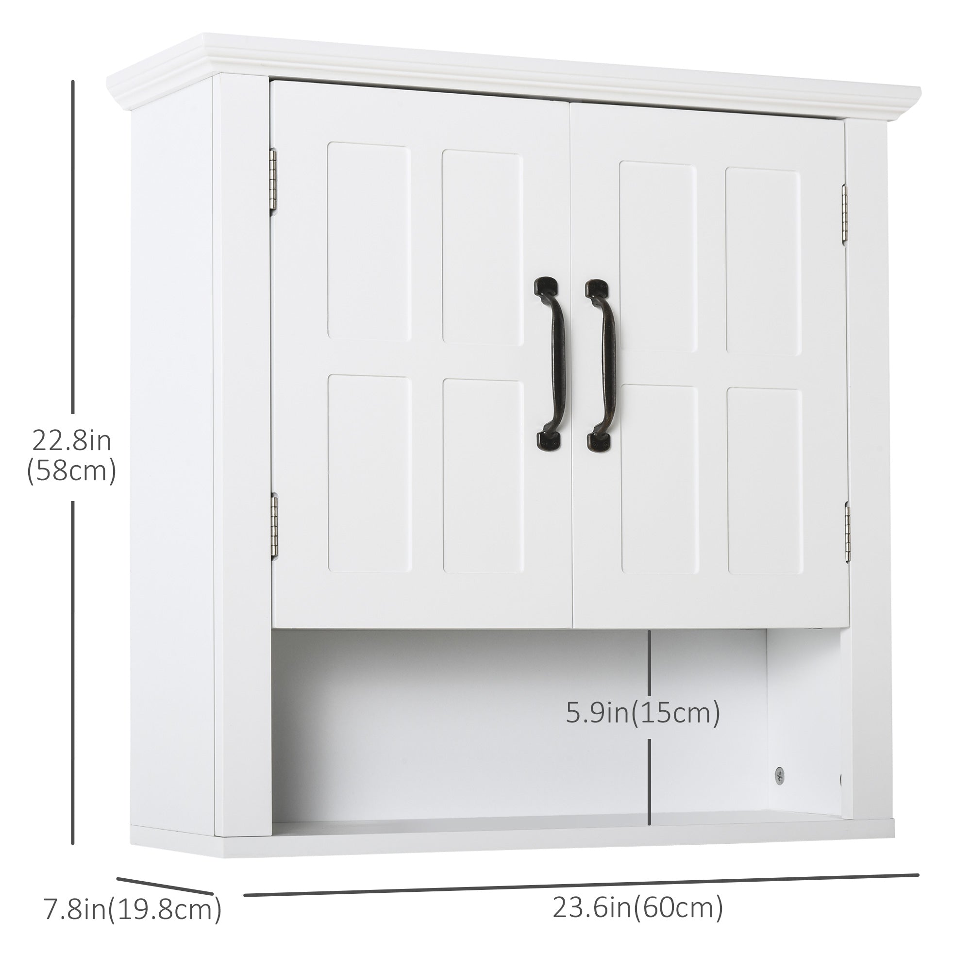 Wall Mount Bathroom Cabinet, Storage Organizer Kitchen Cupboard with 2 Doors and Adjustable Shelf White