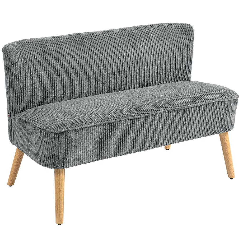 Modern 2 Seater Sofa, Upholstered Two Seater Couch with Rubber Wood Legs, Green