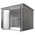 8.5' x 6' Galvanised Steel Outdoor Storage Shed, Garden Shed with Window, Lockable Wide Doors and Air Vents, Grey