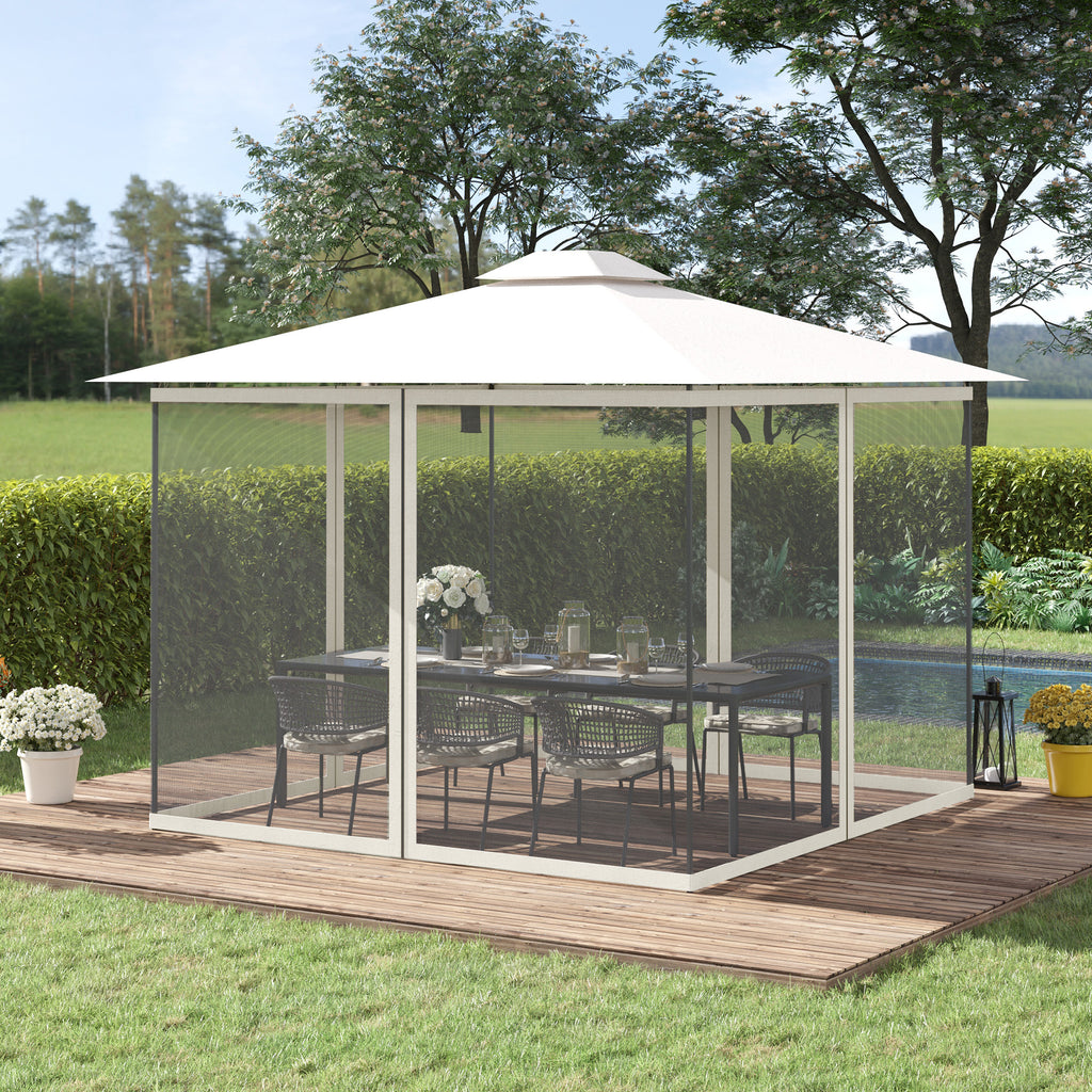 Replacement Mosquito Netting for Gazebo 10' x 12' Black Screen Walls for Canopy with Zippers, White