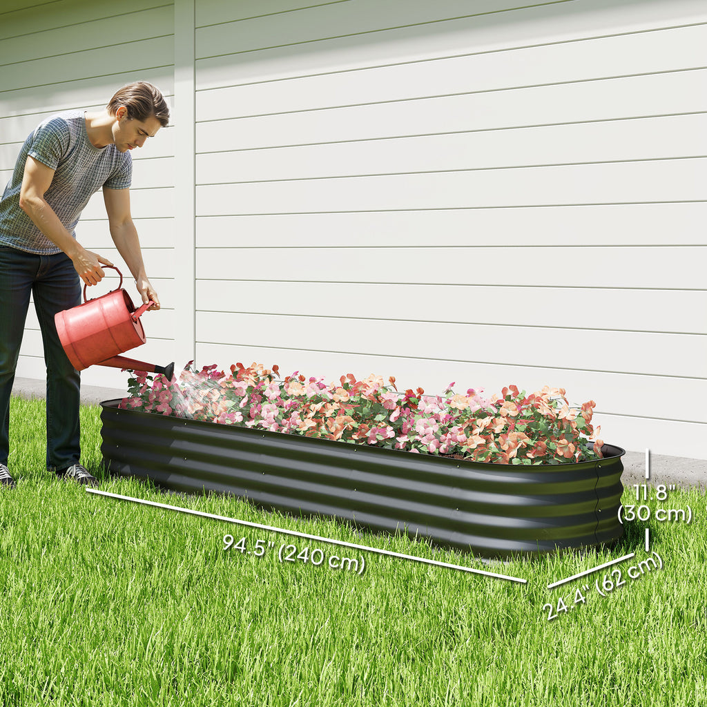 6.4 x 2 x 1ft Galvanized Raised Garden Bed Kit, Metal Planter Box with Safety Edging, Dark Grey