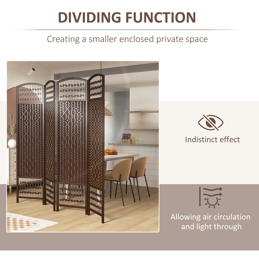 4 Panel Folding Room Divider, Portable Privacy Screen, Wave Fiber Room Partition for Home Office, White