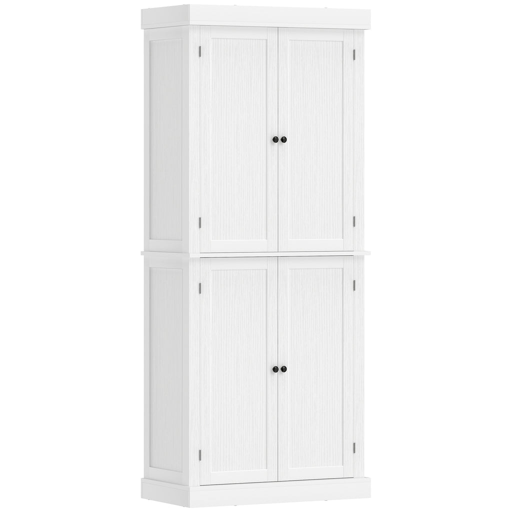 72.5" Freestanding Kitchen Pantry Cabinet with 4 Doors, Black