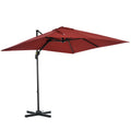 8' x 8' Square Patio Hanging Offset Umbrella with 360° Rotation, Aluminum Outdoor Cantilever Parasol with Crank & Tilt, Sun Canopy Shelter with Cross Base, Wine Red