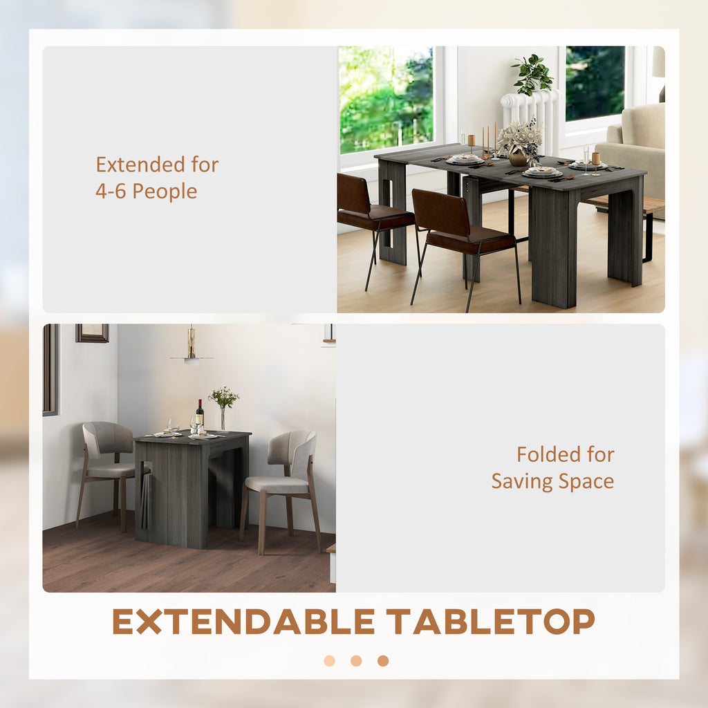 23.6"-70.9" Extendable Dining Table for 6-8 People, Space-Saving Rectangular Kitchen Table for Small Spaces, Dining Room, Kitchen, Living Room, White