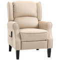 Massage Recliner Chair for Living Room, Push Back Recliner Sofa, Suede Wingback Reclining Chair with Extendable Footrest, Wood Legs, Remote Control, Side Pockets, Beige