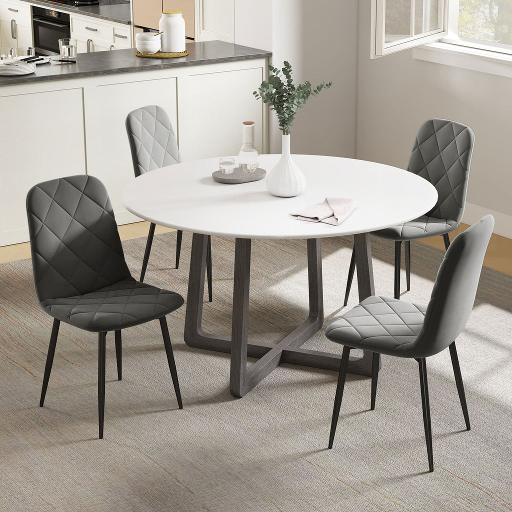 Dining Chairs Set of 4, Upholstered Dining Room Chairs with Steel Legs, Modern Kitchen Chair for Dining Room, Grey