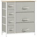 Dresser with 7 Drawers, Chest of Drawers with Metal Frame, Fabric Dresser for Living Room, Light Grey