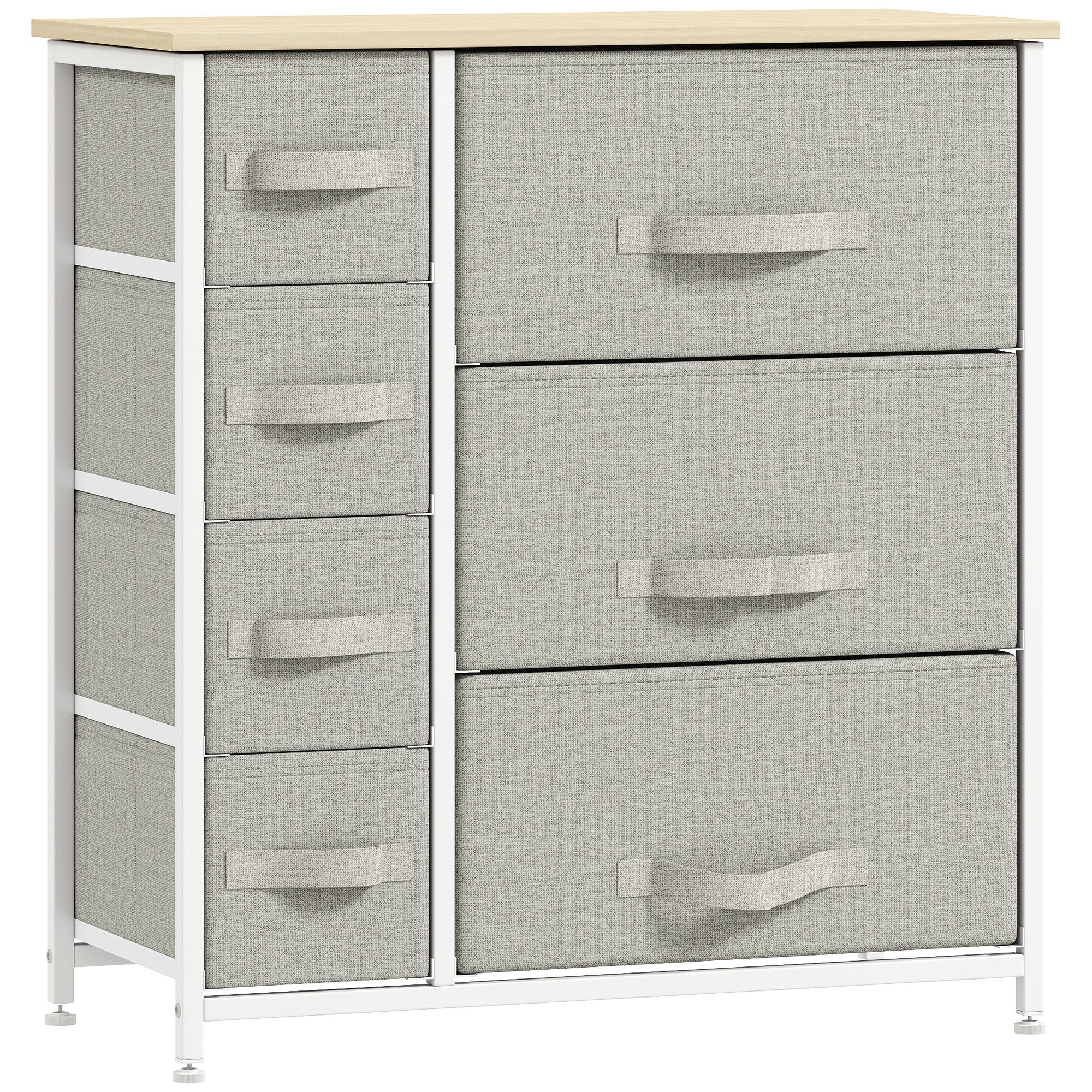 Dresser with 7 Drawers, Chest of Drawers with Metal Frame, Fabric Dresser for Living Room, Light Grey