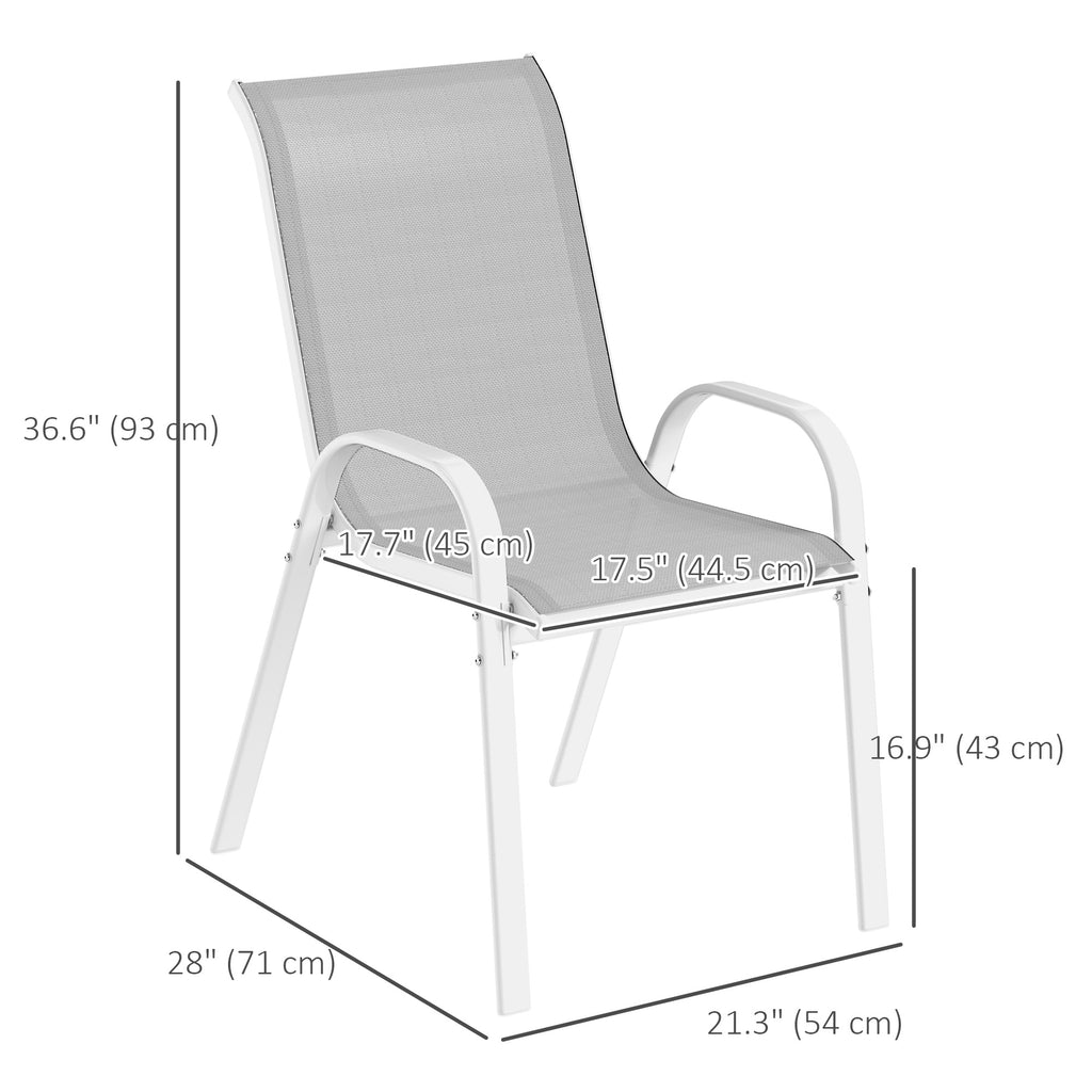 Set of 4 Outdoor Dining Chairs, Stackable Lawn Chairs with High Back, Breathable Mesh Seat for Garden Porch, Black