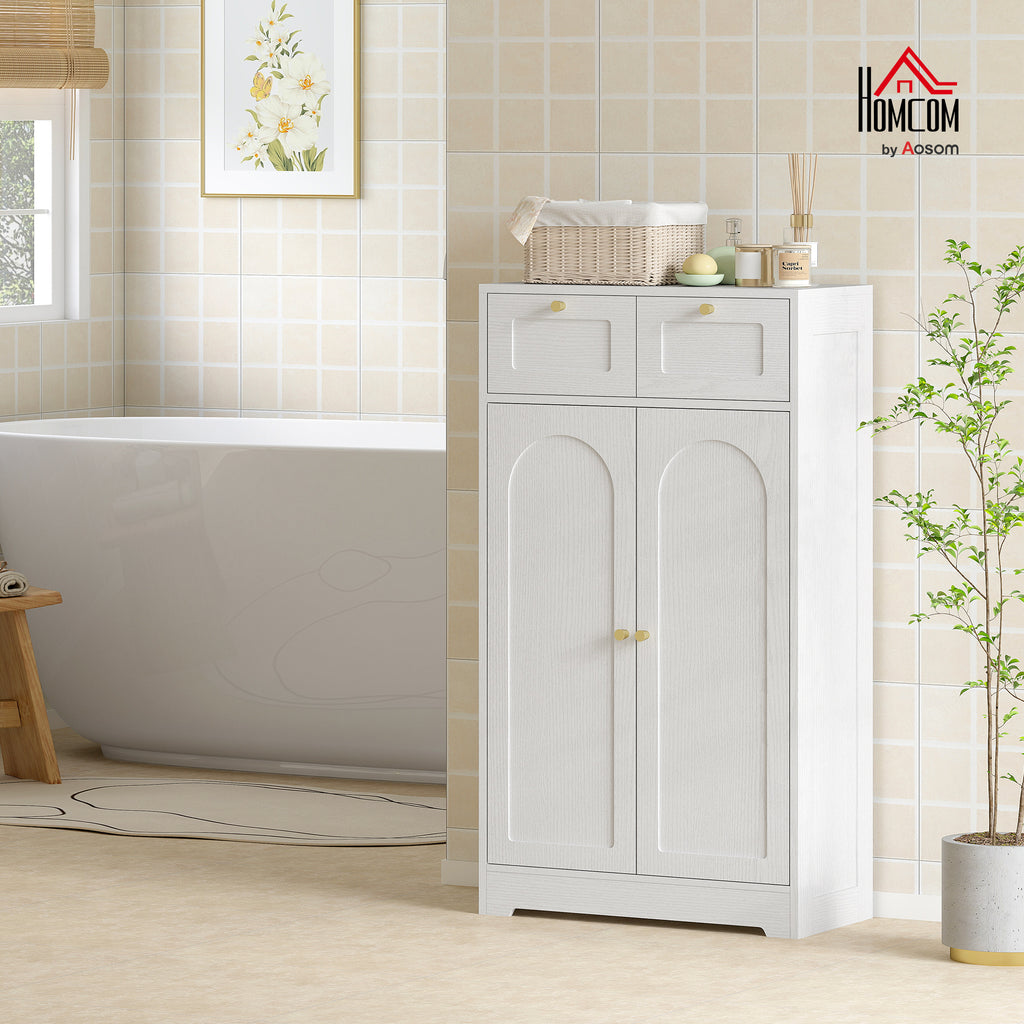 Bathroom Floor Cabinet with 2 Drawers - White