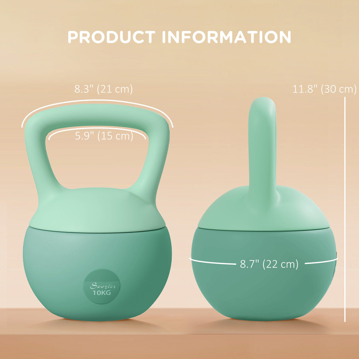Soozier 13 رطل دمبل كيتل بيل ناعم، وزن مملوء بالرمل مع مقبض، وزن كيتل بيل للتمرين لكامل الجسم، أخضر