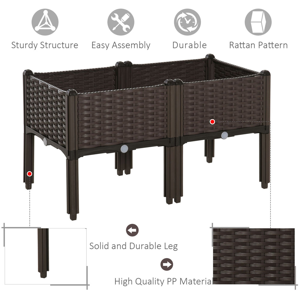 4-piece Raised Garden Bed PP Raised Flower Bed Plant Stand Stackable Vegetable Herb Grow Box