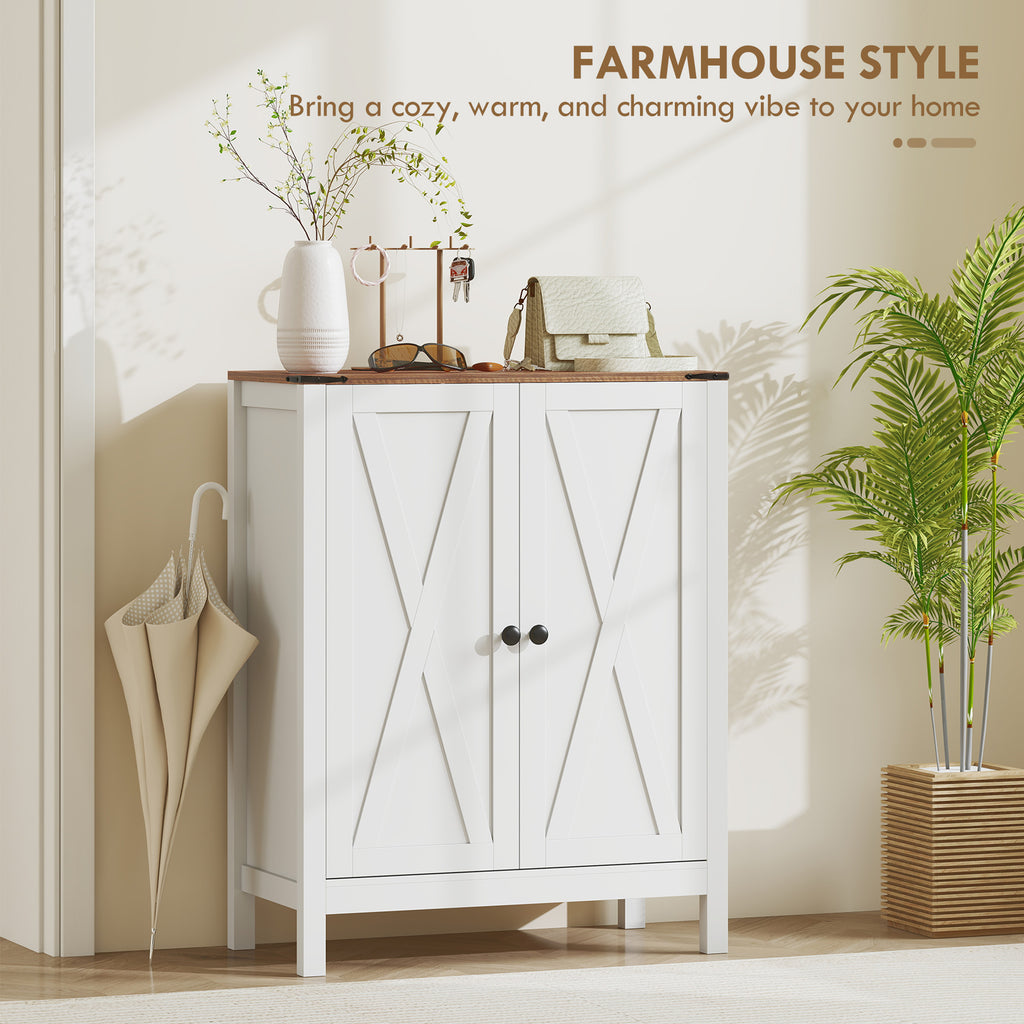 ናይ በርን ደቃቕ ዝሓዘ ናይ ጫማ ካቢኔት፣ ናይ እርሻ ቤት ናይ ጫማ መዕቆቢ ካቢኔት ምስ ተቐያያሪ መደርደሪታት፣ ክሳብ 15 ጥንዲ ዝሕዝ፣ ጻዕዳ
