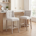 Modern Counter Bar Stools Tufted Upholstered Counter Chairs Set of 2 for Kitchen, Beige