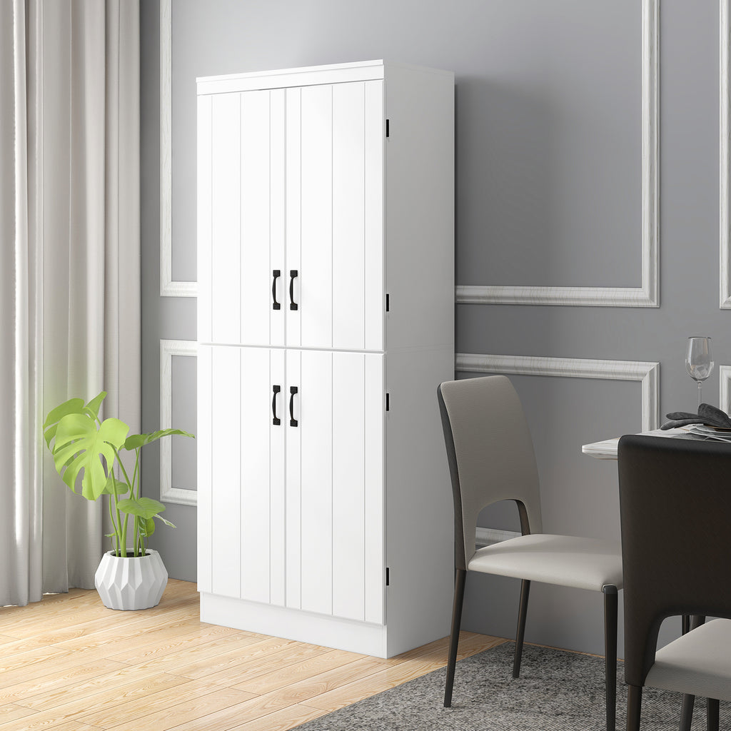 70" 4-Door Storage Cabinet, Freestanding Pantry Cabinet with Adjustable Shelves for Living Room, White