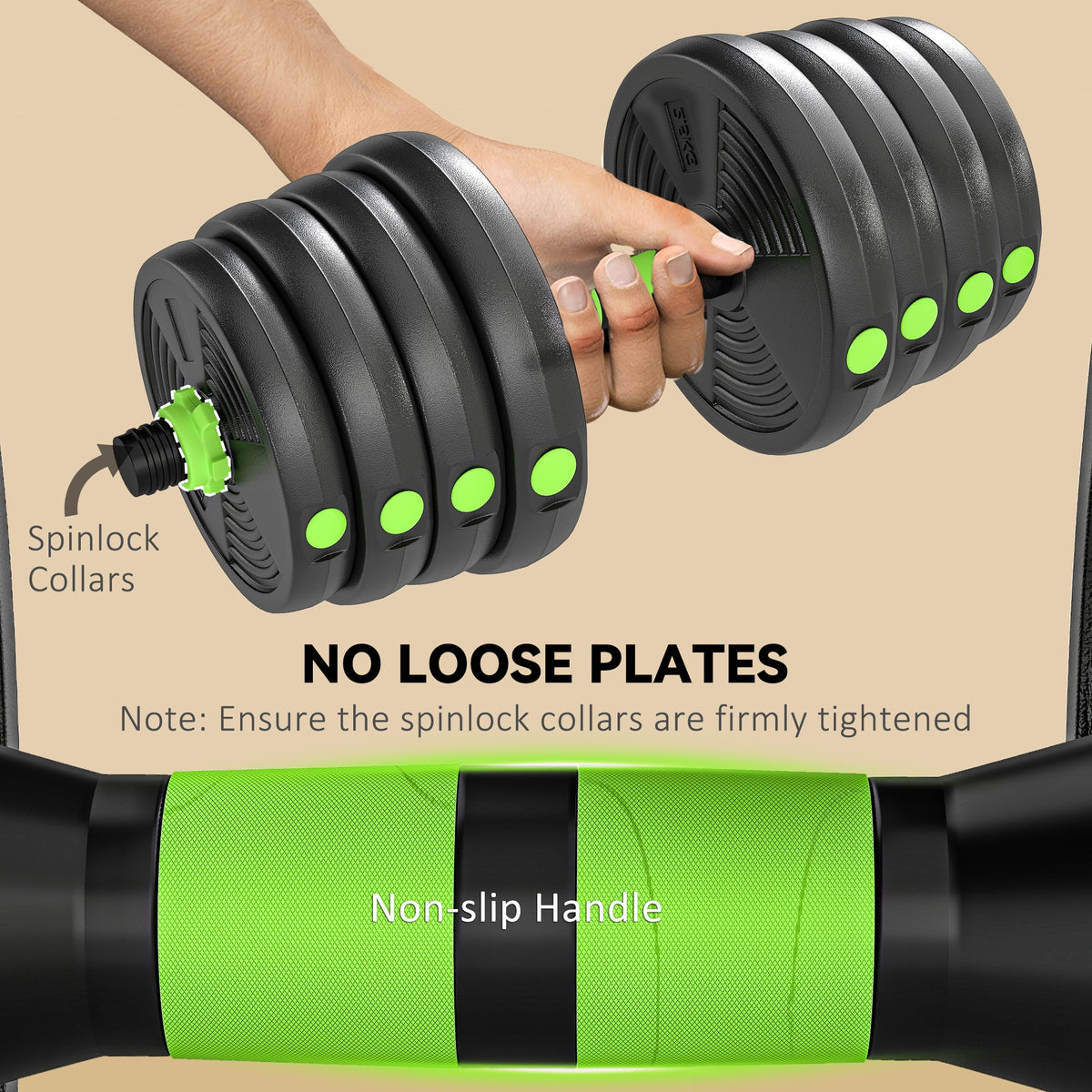 Soozier Adjustable Dumbbell Set, 3 in 1 Weights Dumbbells Set for Home Gym, 33lb Free Weights with Connector and Non-Slip Grip