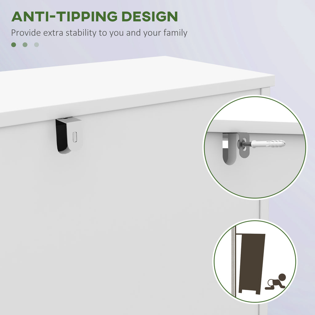 Narrow Shoe Storage with 2 Flip Drawers and Adjustable Shelves Shoe Cabinet Organizer for 12 Pairs of Shoes, White