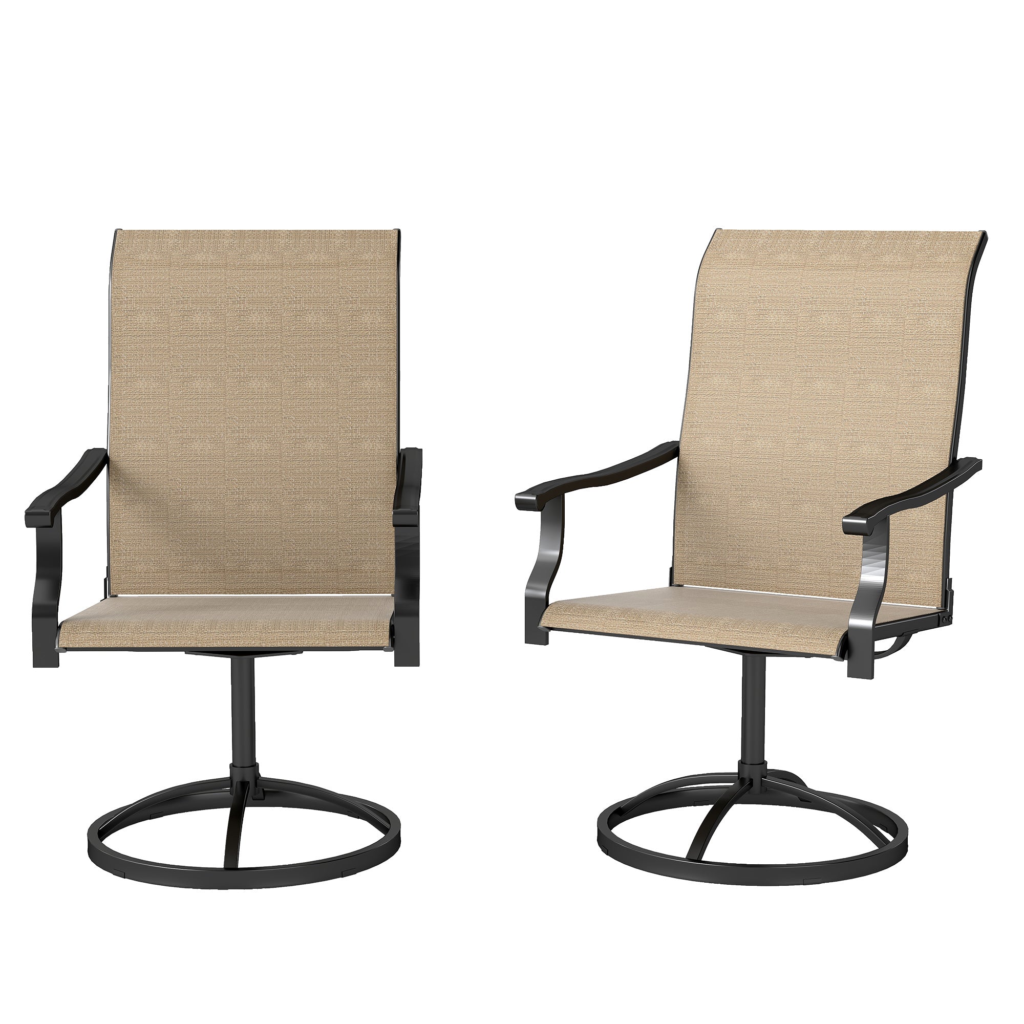 Outdoor Swivel Dining Chairs Set of 2, High Back Swivel Chairs with All Weather Mesh for Deck, Backyard, Poolside, Grey