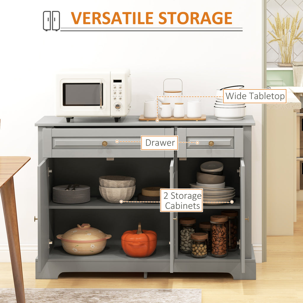 Modern Sideboard Cabinet, Buffet Cabinet with 2 Drawers and Adjustable Shelves, Buffets Tables for Dining Room, Black