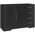 Modern Sideboard Buffet Cabinet with 4 Drawers and 2 Beadboard Doors, Kitchen Storage Cabinet, Black