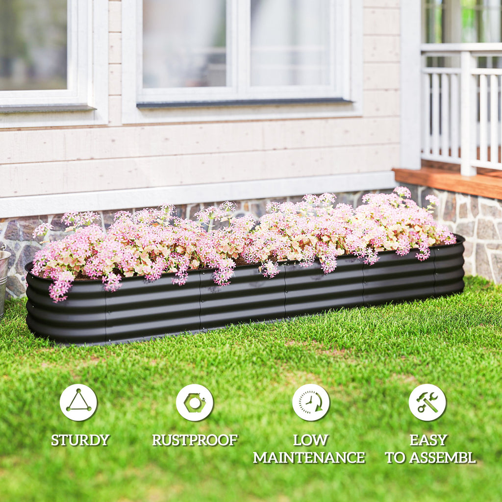 4.9 x 2 x 1ft Galvanized Raised Garden Bed Kit, Metal Planter Box with Safety Edging, Black