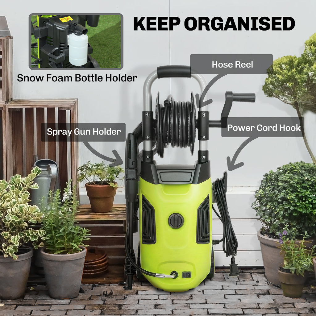 Electric Pressure Washer, 2176 PSI High Pressure Washer with 20 ft Outlet Hose, Adjustable Nozzle, 1.9GPM Power Washer
