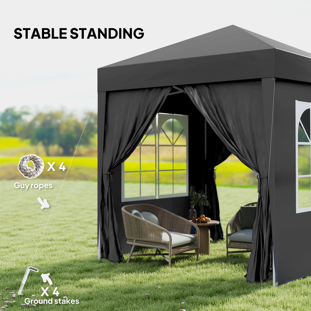 6.6'x6.6' Pop Up Canopy Tent with Sidewalls, Instant Sun Shelter Camping Gazebo with Carry Bag, Grey