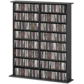 8-Tier DVD Shelf with 12 Adjustable Shelves, Double CD Shelf, Holds 720 CDs, 396 DVDs or 396 Blu-rays, Black