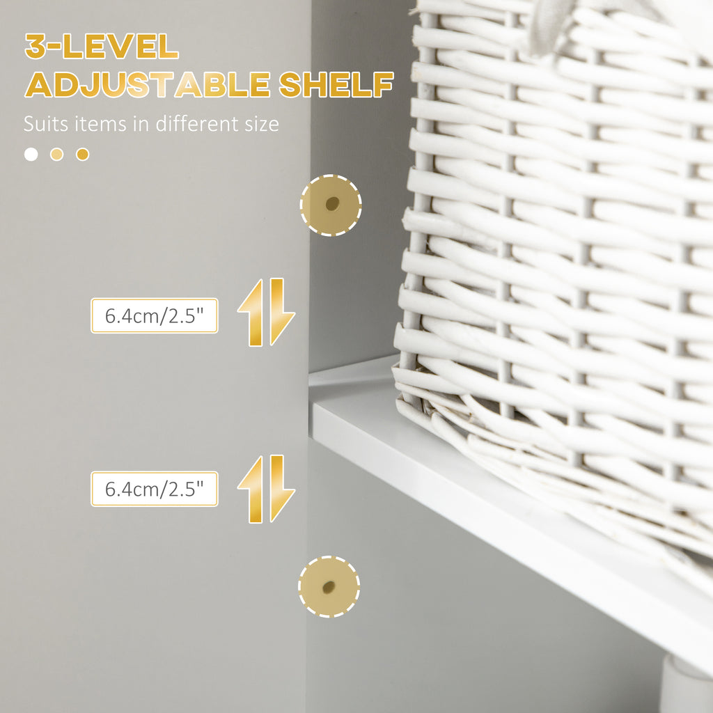 2-Piece Bathroom Storage Cabinet Set, Bathroom Cabinets with Adjustable Shelves, Free Standing, Wall-Mounted, White