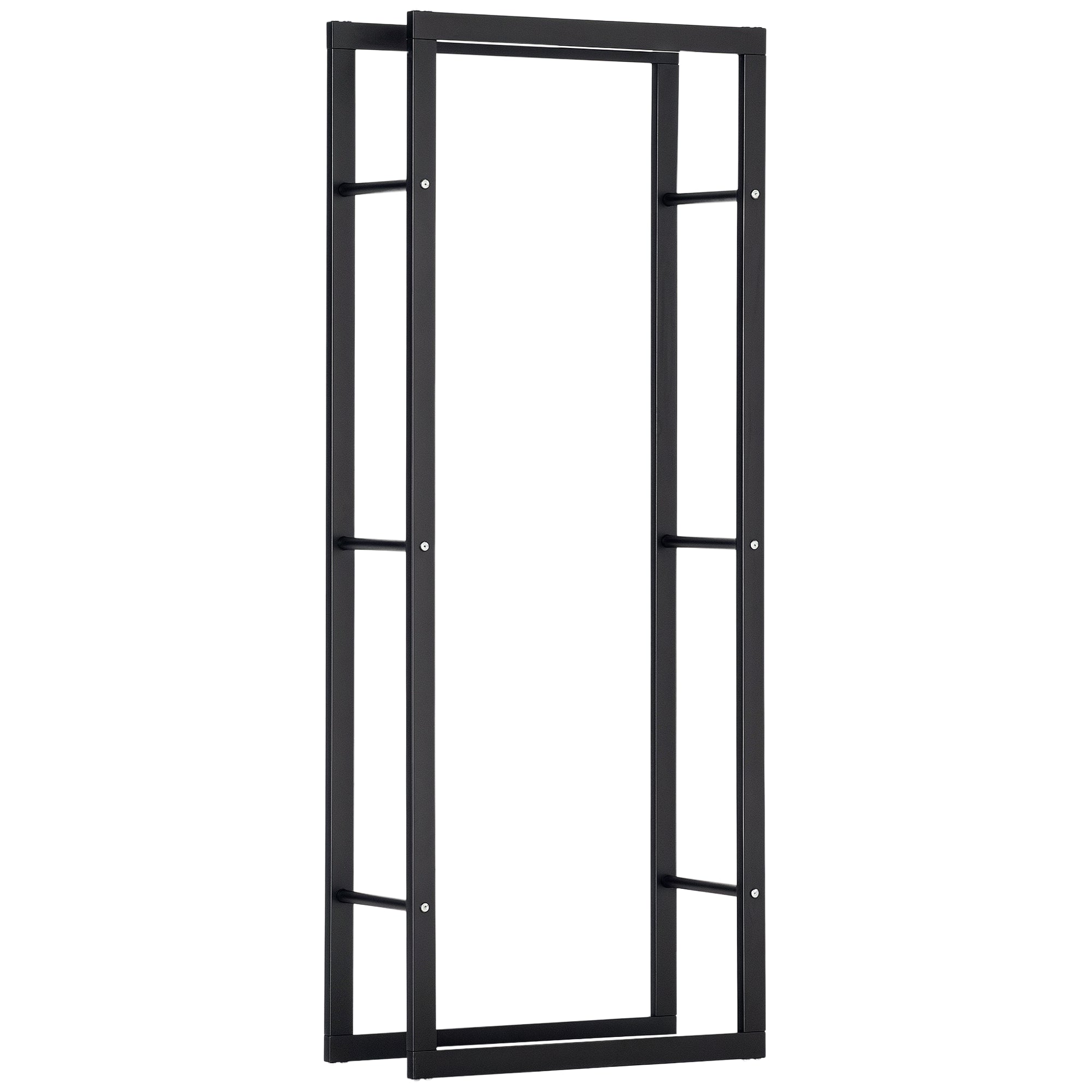 23.6" x 9.8" x 59.1" Firewood Rack Outdoor, Log Holder Fireplace Storage Rack with Handles and 220 lbs. Weight Capacity, Black