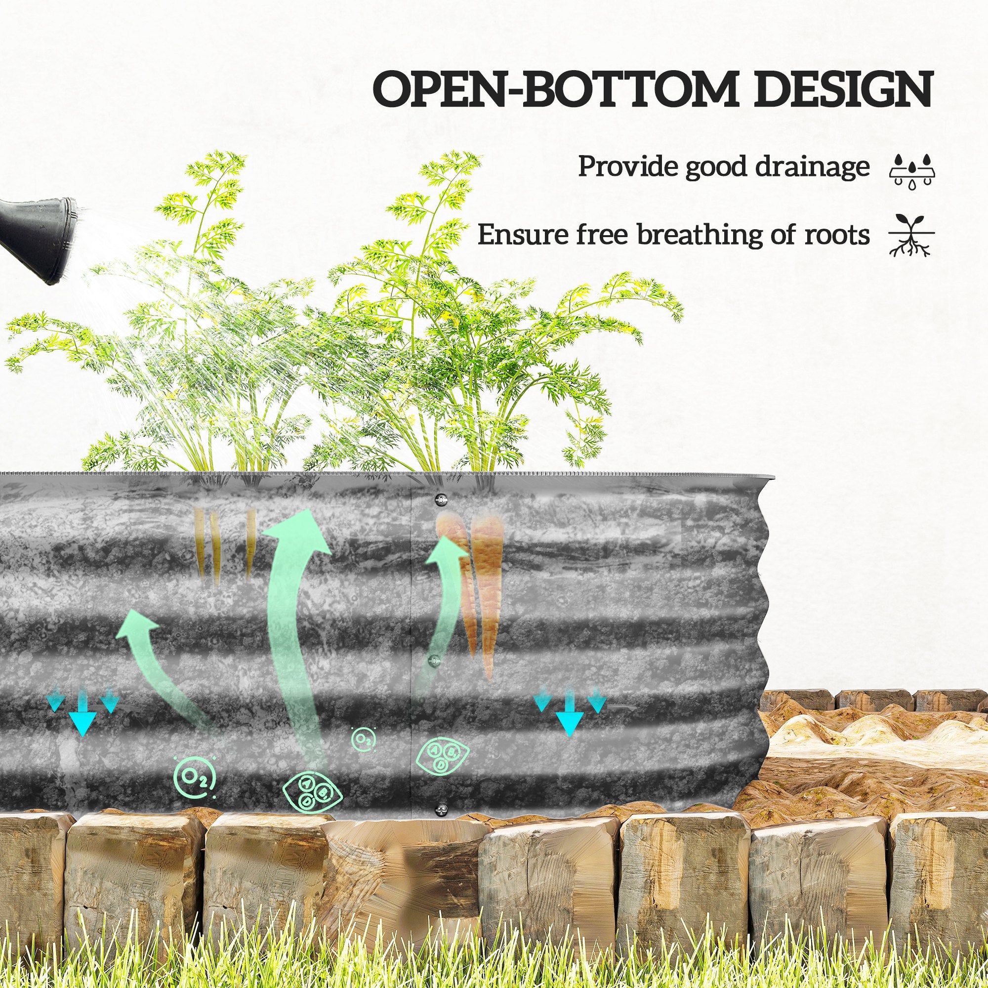4.9 x 2 x 1ft Galvanized Raised Garden Bed Kit, Metal Planter Box with Safety Edging, Silver