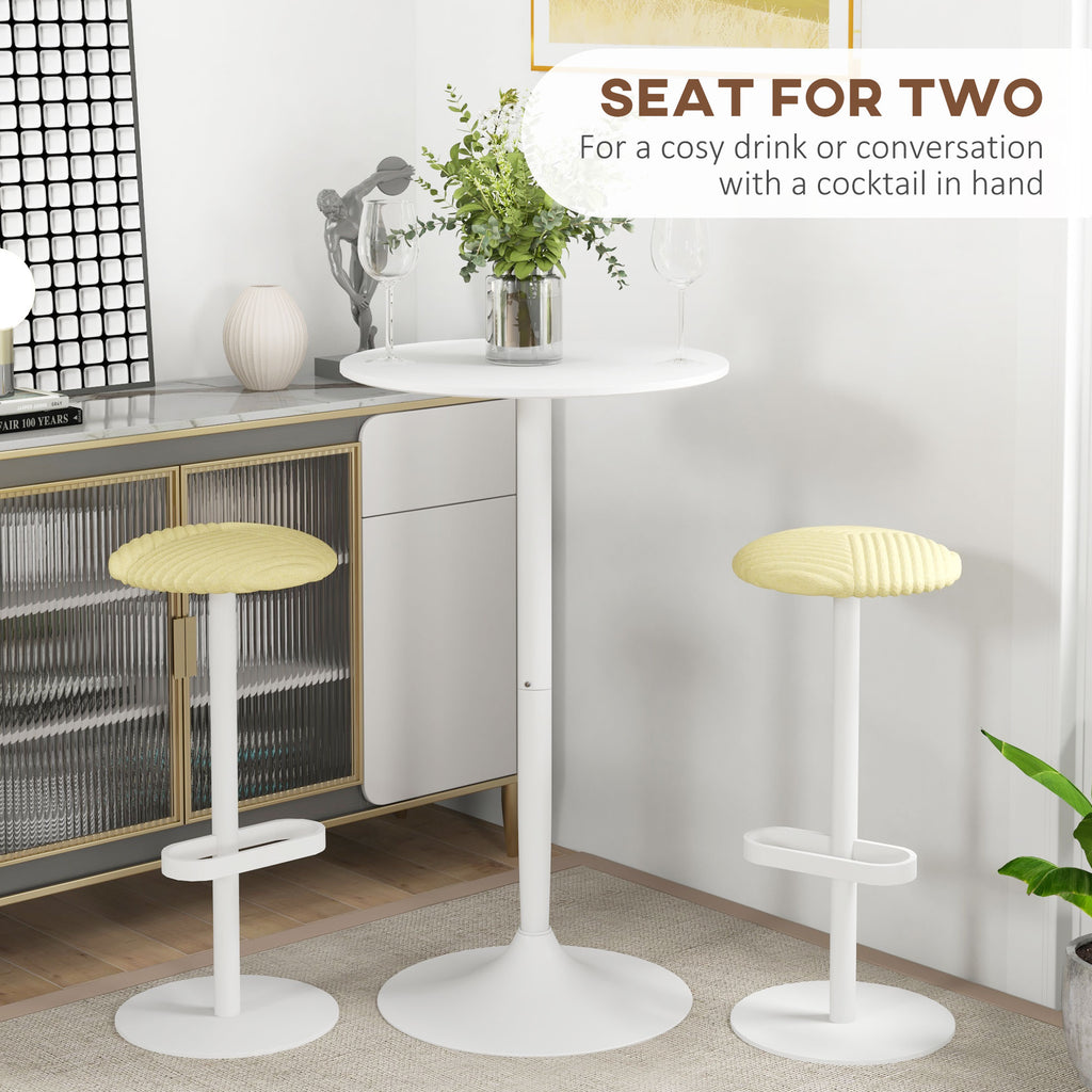 High Top Bar Table, Modern Round Dining Table with Painted Top and Steel Base, Bistro Table for 2 People, Black