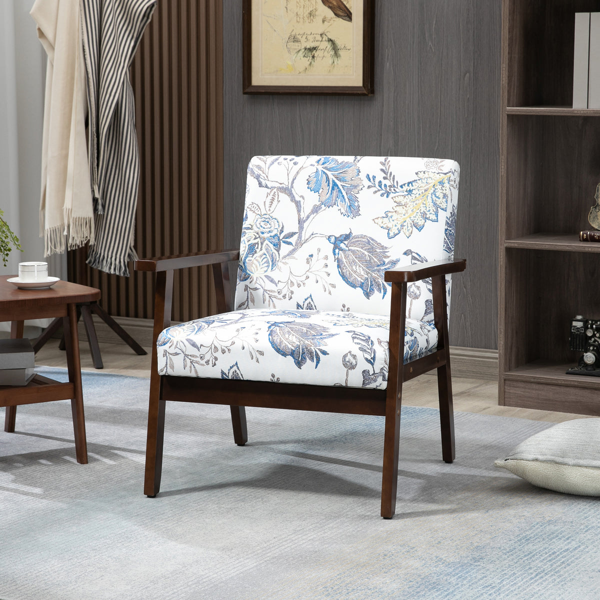 Modern Accent Chairs with Cushioned Seat, Upholstered Linen-Feel Armchair for Bedroom, Living Room, Multicolored