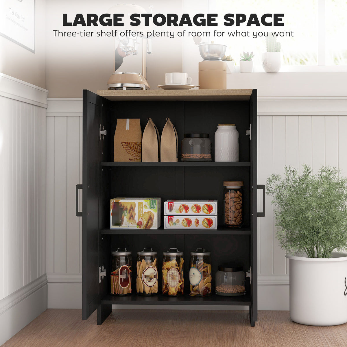 Modern Storage Cabinet with Doors and Adjustable Shelf for Kitchen, Living room, 23.6" x 11.8" x 35.4", White
