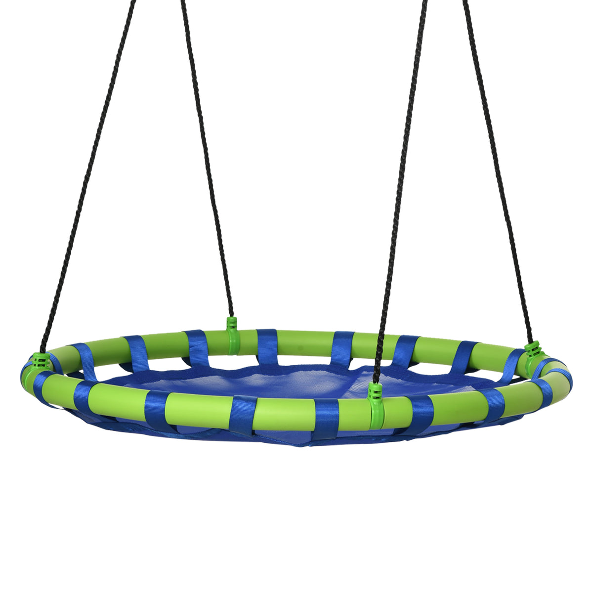 40 Inch Saucer Tree Swing Set for Kids with Adjustable Hanging Ropes, Steel Frame for Kids, 330lbs Capacity, Blue