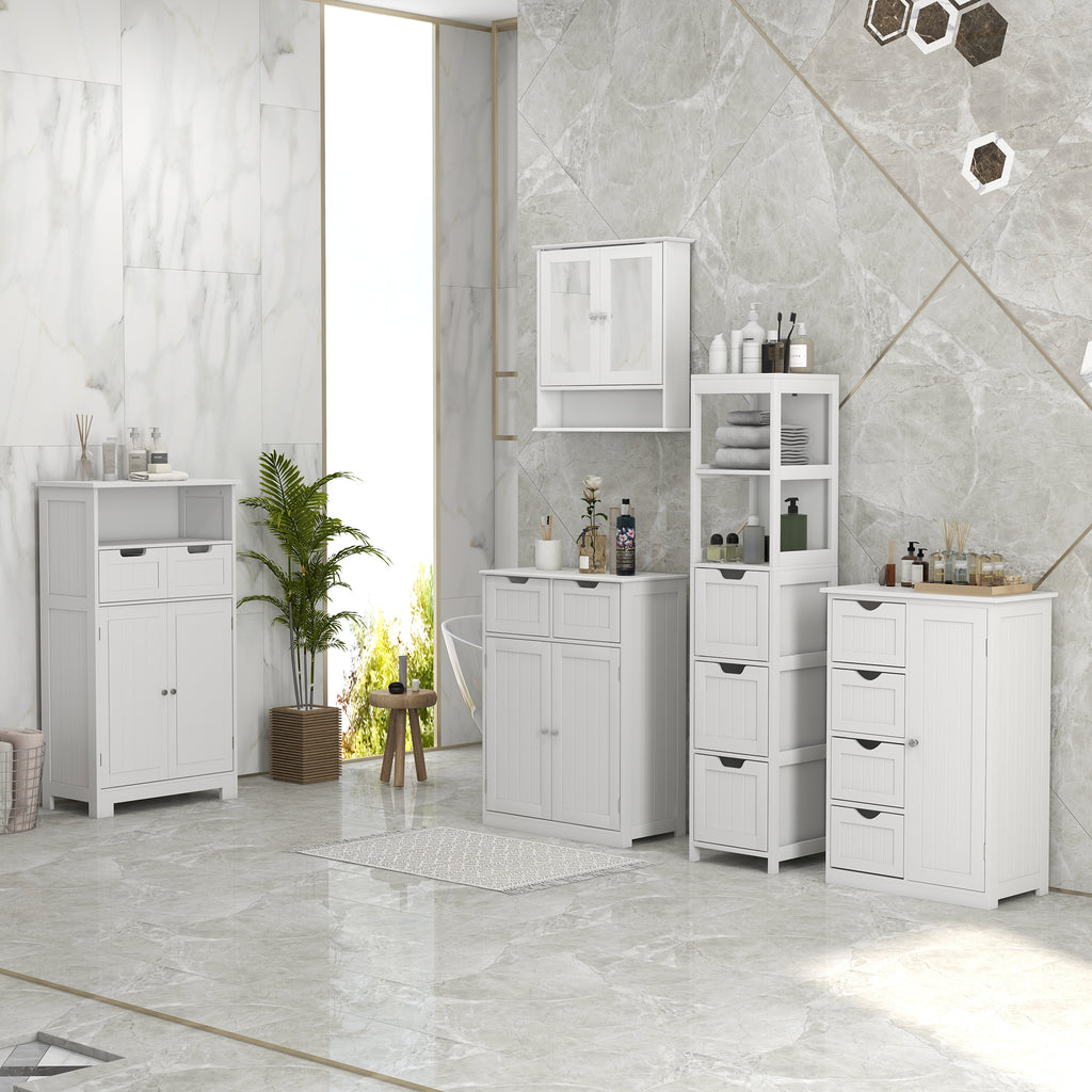 Bathroom Cabinet, Bathroom Storage Cabinet with 2 Drawers, Adjustable Shelf for Living Room, Entryway, White