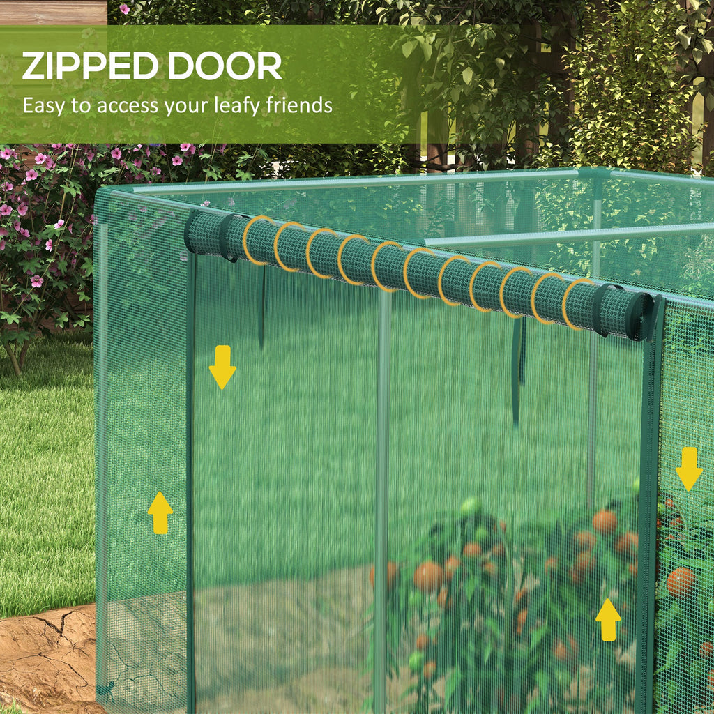 Galvanized Steel Crop Cage, Plant Protection Tent with Zippered Door, 4' x 4', Green