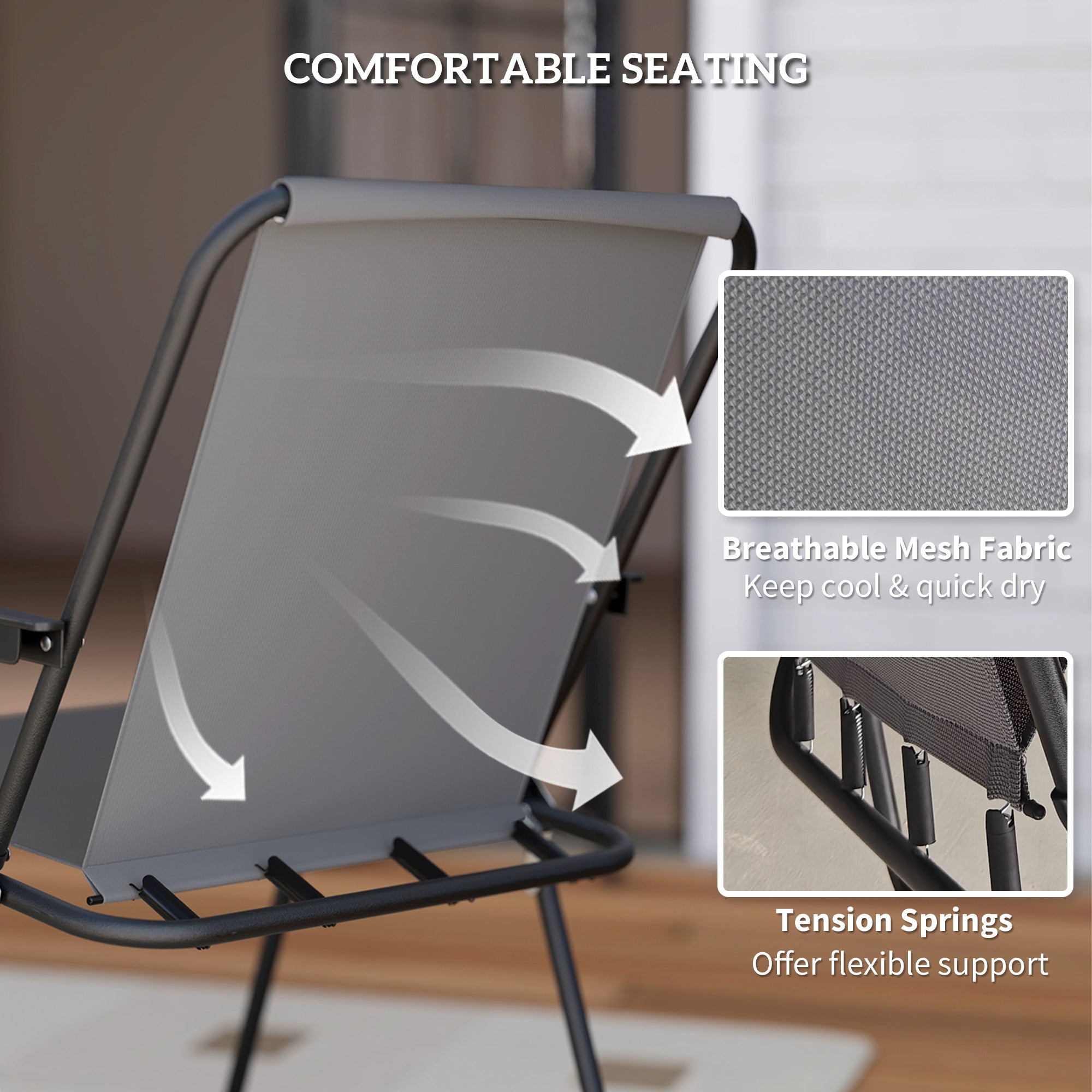 6 Pieces Patio Dining Set with Umbrella, Patio Furniture Set with Folding Chairs, Glass Table for Garden Backyard, Grey