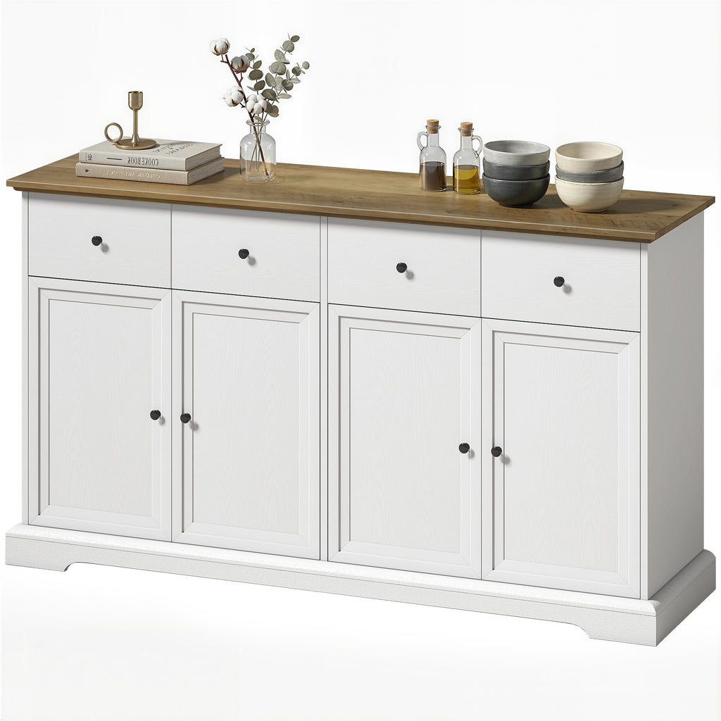 Sideboard Buffet Cabinet, 55" Farmhouse Kitchen Cabinet with Soft-Close Doors, 2 Drawers and 2 Adjustable Shelves