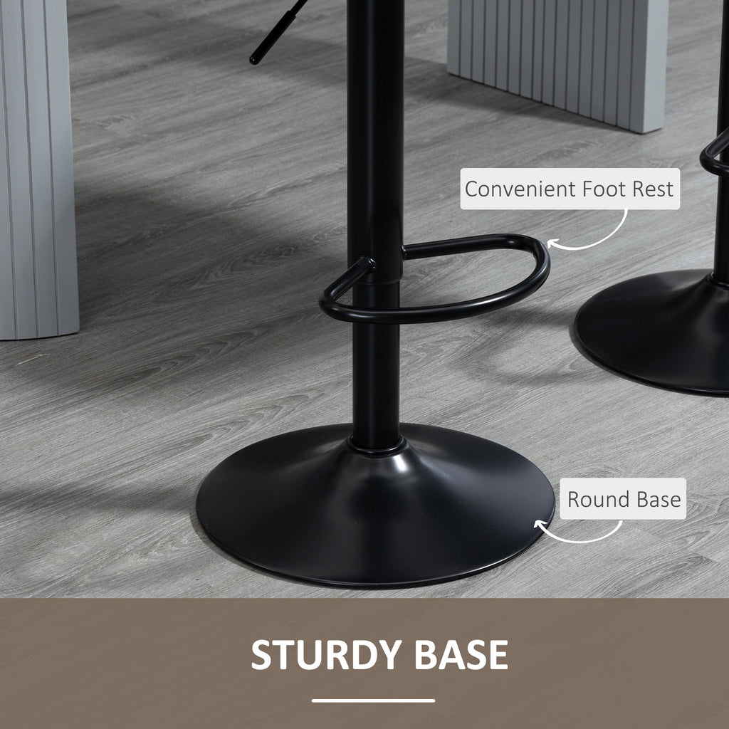 Bar Stools Set of 2, Swivel Counter Height Barstools with Back, Footrest, Adjustable Height, Dark Brown