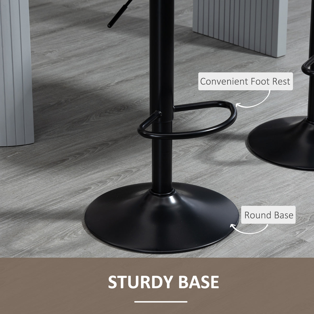 Bar Stools Set of 2, Swivel Counter Height Barstools with Back, Footrest, Adjustable Height, Dark Brown
