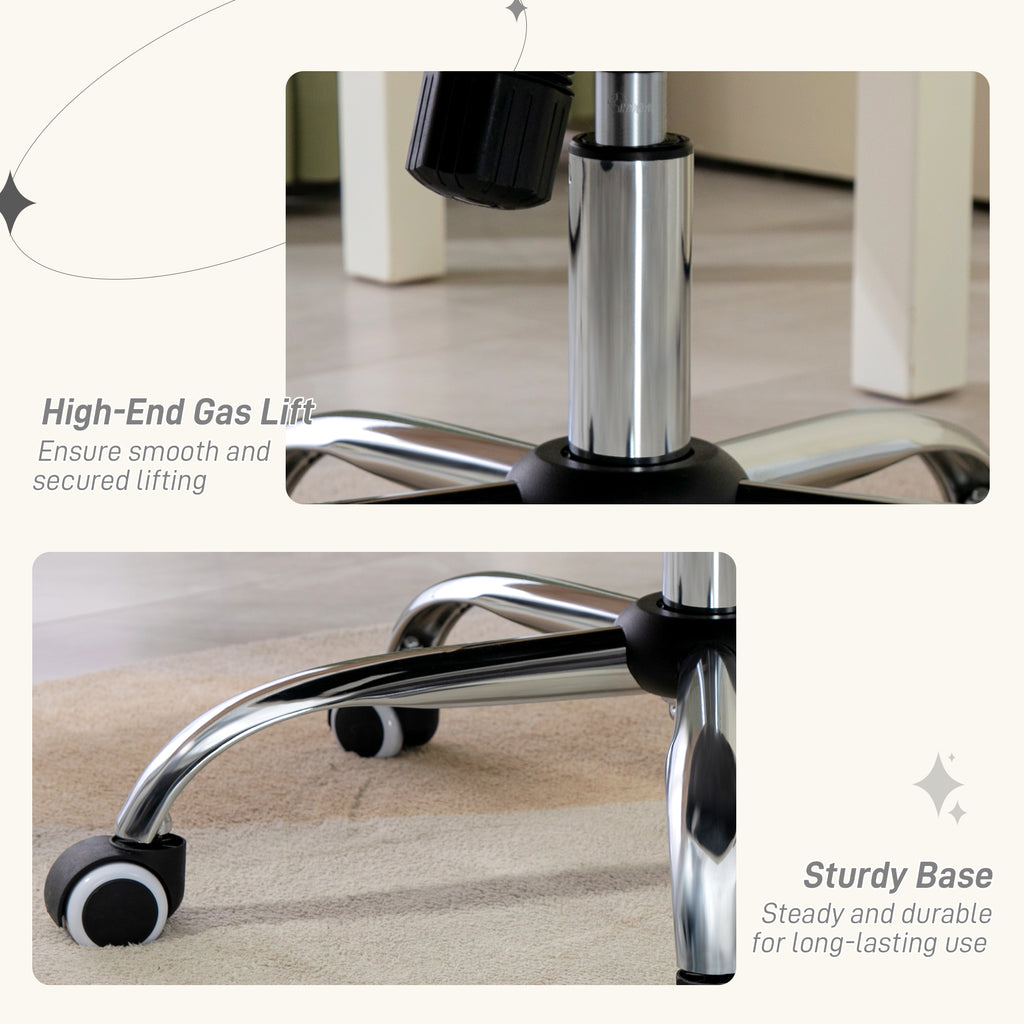Vanity Office Chair, Velvet Computer Desk Chair with Swivel Wheels, Adjustable Height, Tilt Function, Off-White