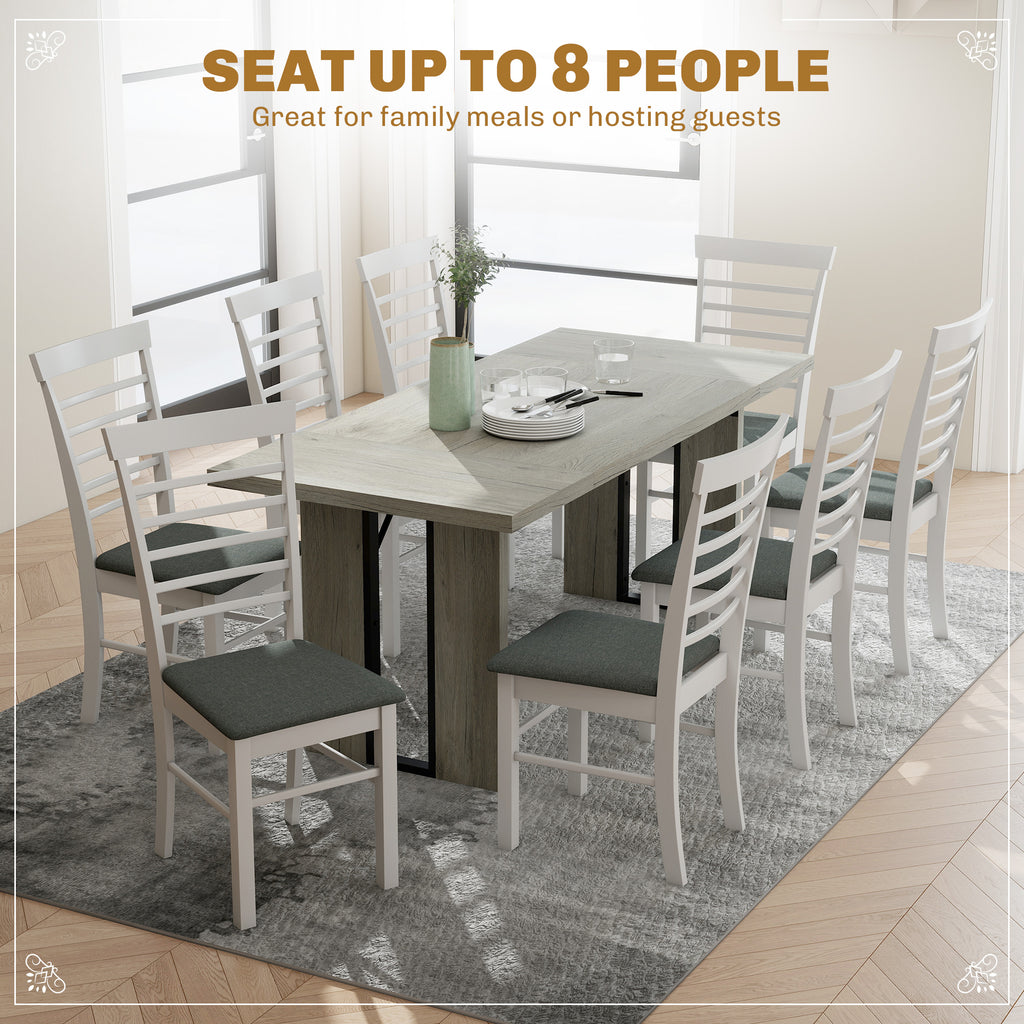 Industrial Kitchen Table for 8, 71" Rectangular Dining Table with Thick Tabletop for Dining Room, Grey Wood Finish