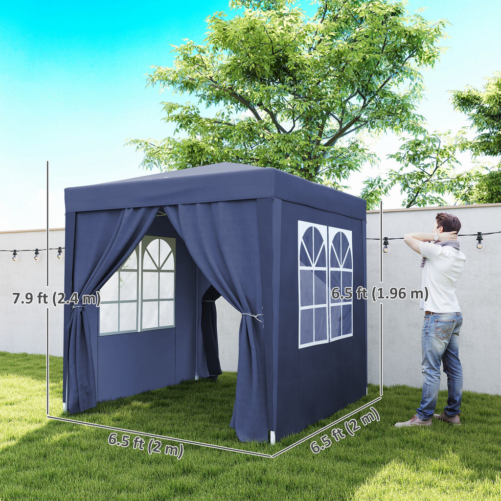6.6'x6.6' Pop Up Canopy Tent with Sidewalls, Instant Sun Shelter Camping Gazebo with Carry Bag, Grey