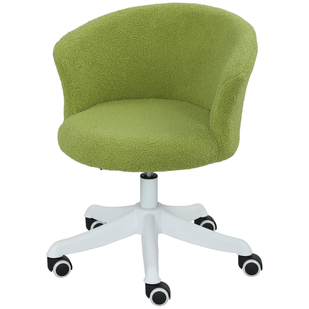 Armless Office Chair, Fluffy Computer Desk Chair with Adjustable Height, Swivel Wheels, Mid Back, Light Green