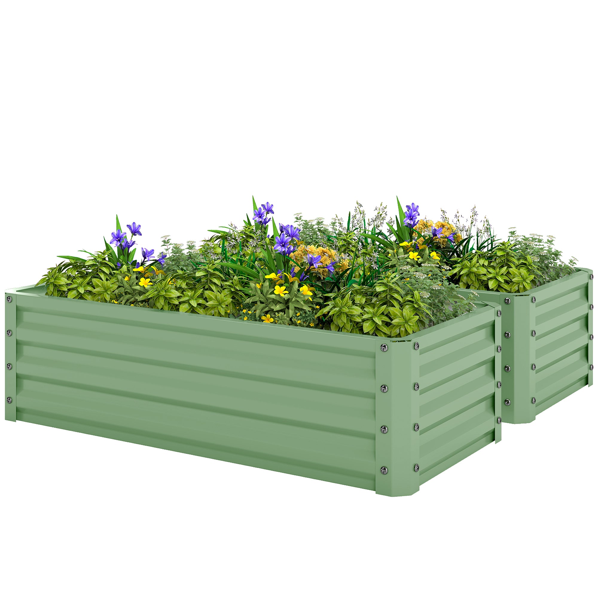 Galvanized Raised Garden Beds, Outdoor Planter Box, Set of 2, for Flowers, Herbs and Vegetables, Light Grey