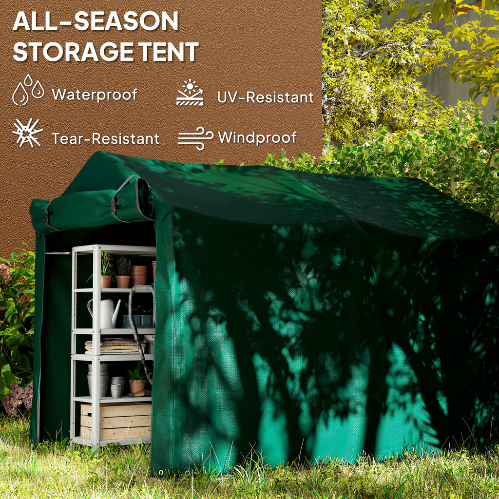 Outdoor Storage Shed, UV Resistant Bike Tent with Roll-up Zipper Door, Portable Shed for Bike, Motorcycle, Dark Grey